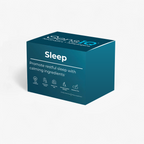 Blue packaging box for 'sans IQ Sleep' on a white background
