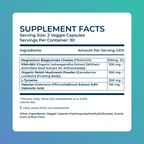 Supplement facts label with detailed ingredient list on a teal background