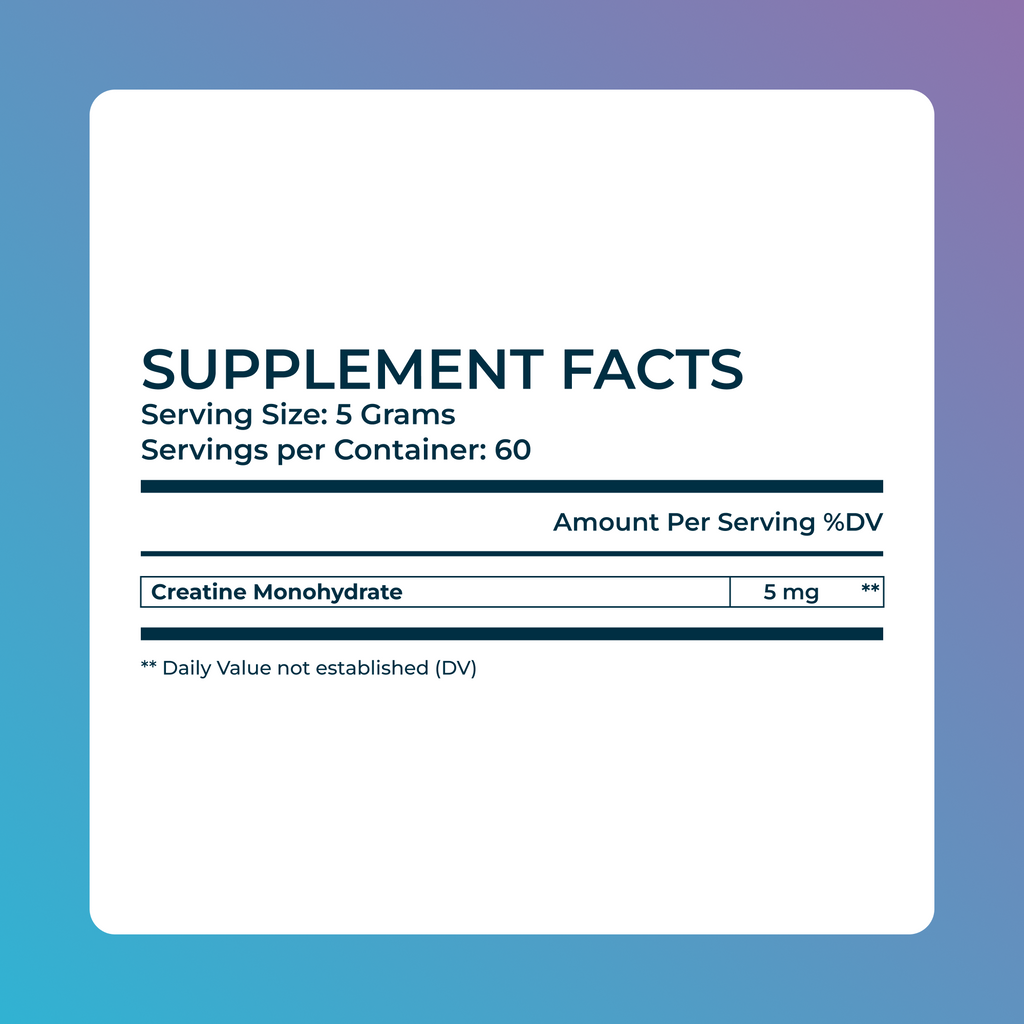 Supplement facts label with blue gradient background
