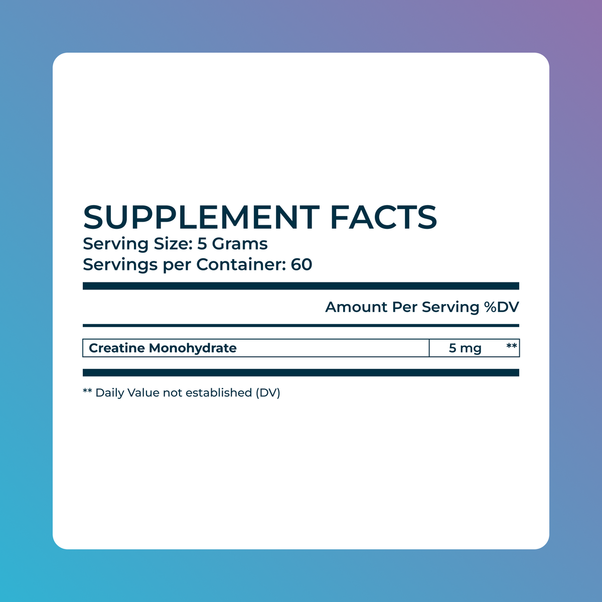 Supplement facts label with blue gradient background