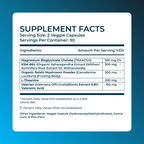 Supplement facts label with detailed ingredient list on a blue background