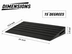 Black wedge ramp shown on a white background with dimension labels indicating 13.5 inch width, 24 inch length, 3.
