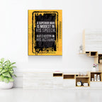 Decorative wall art with motivational quote in a modern interior setting