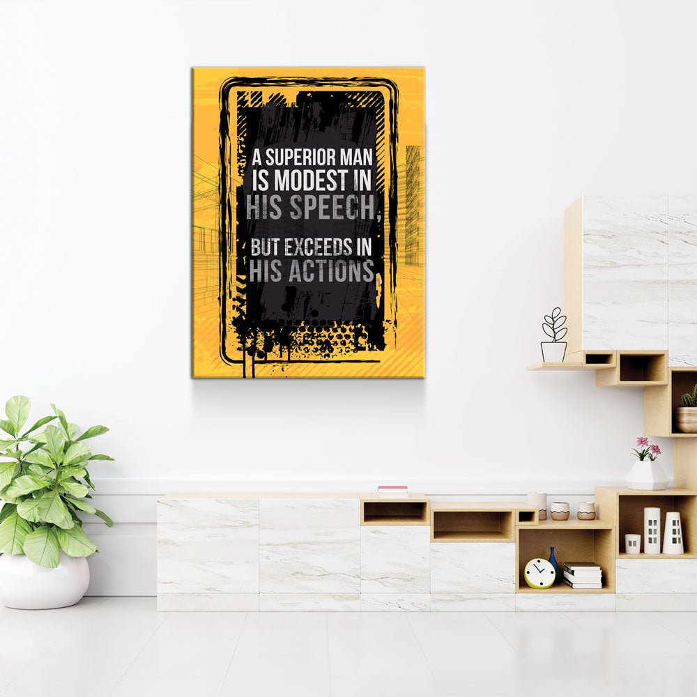 Decorative wall art with motivational quote in a modern interior setting