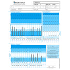 Lab test result sheet with blue and black text on a white background