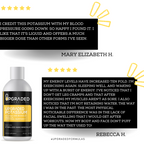 Upgraded Potassium supplement bottle with customer reviews on a white background