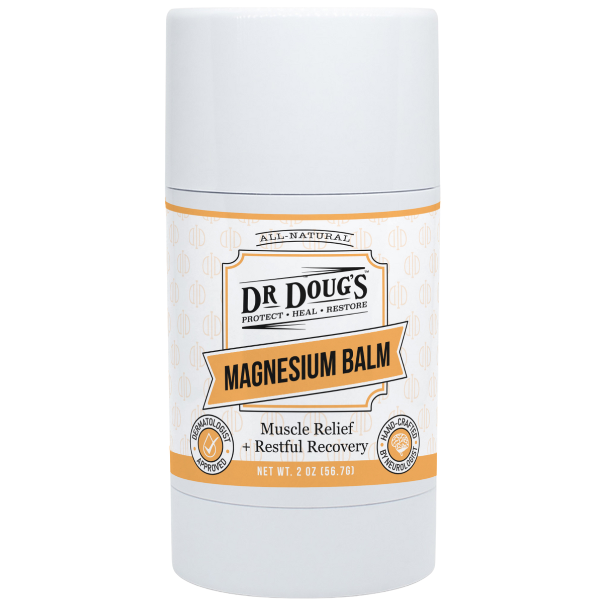 Dr Doug's magnesium balm stick on a white background