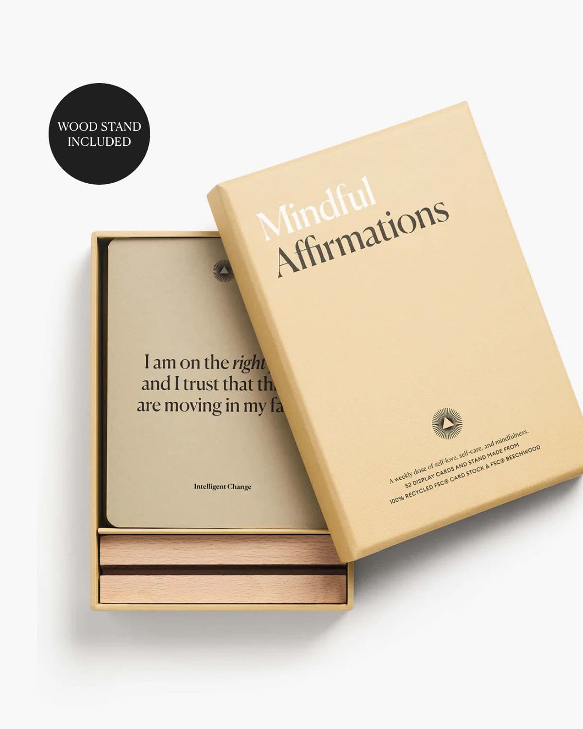 Box of 'Mindful Affirmations' with a quote on a white background