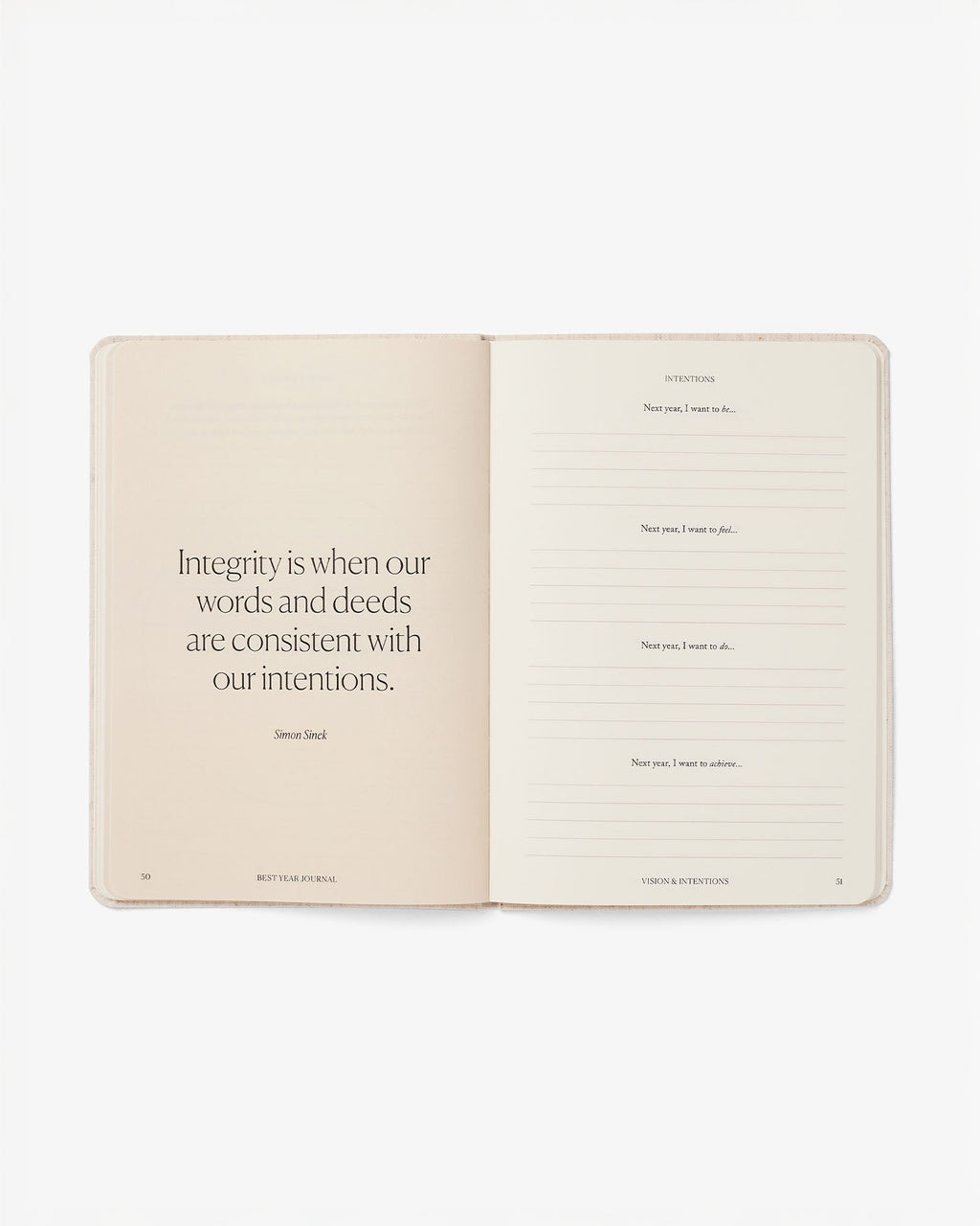 Open book with a quote on integrity on a white background