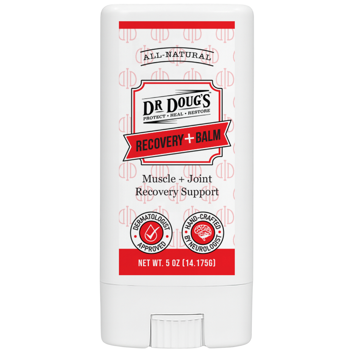 Dr Doug's Recovery Balm stick on a white background