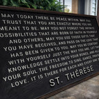 Letterboard with inspirational quote by St. Therese outdoors
