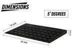 Black rubber squats wedges shown with dimension annotations indicating 14 inch width, 24 inch length, and 1.2 inch thickness, plus a label stating 5 degrees.