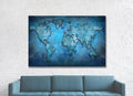 Blue Abstract World Map | Canvas Wall Art