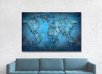 Blue Abstract World Map | Canvas Wall Art