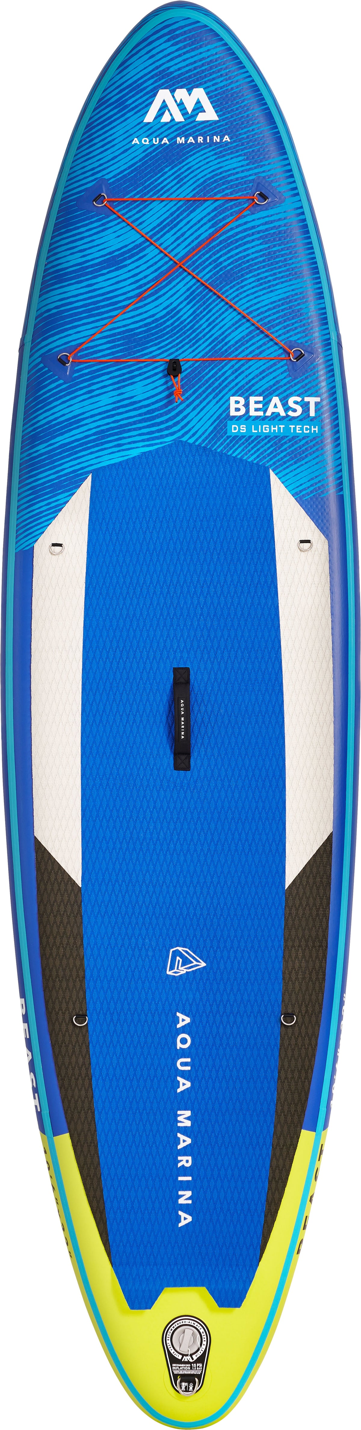 Blue Aqua Marina Beast inflatable stand-up paddleboard on a white background
