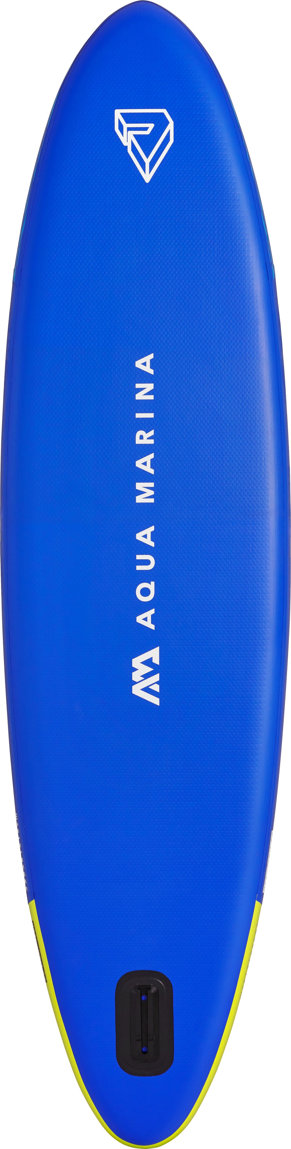 Blue Aqua Marina inflatable paddle board with visible brand logo.