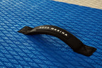 Black handle with 'Aqua Marina' branding on a blue textured surface