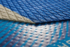 Close-up of blue and white textured materials