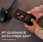 Person using a smartphone with a health app on a textured surface