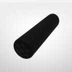 Black foam roller on a light gray background