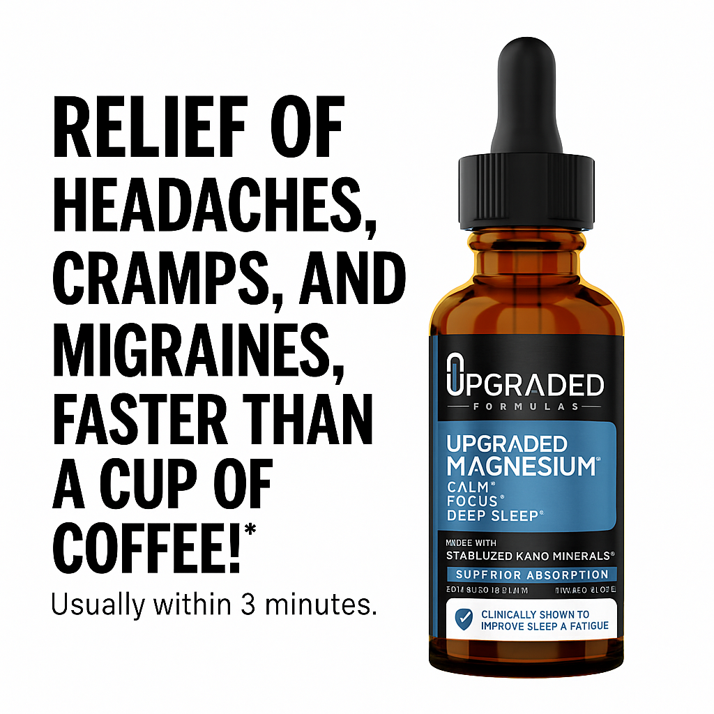 Upgraded Formulas magnesium supplement bottle with text on a white background