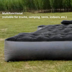 Inflatable mattress on grass with text indicating multifunctionality