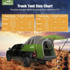 5.5-6.7ft Pickup Truck Bed Tent with Awining Green