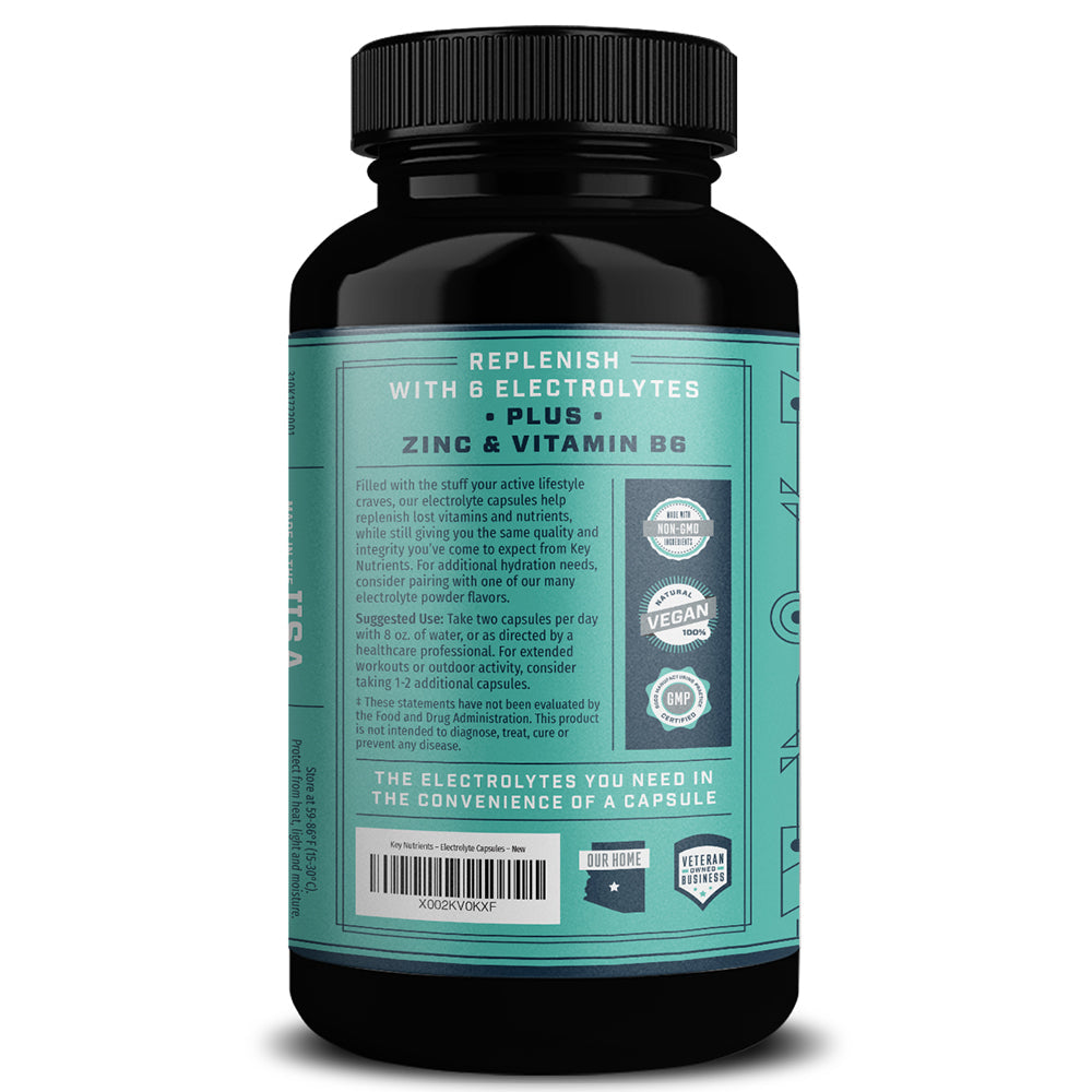 Supplement bottle with black cap and teal label on a white background