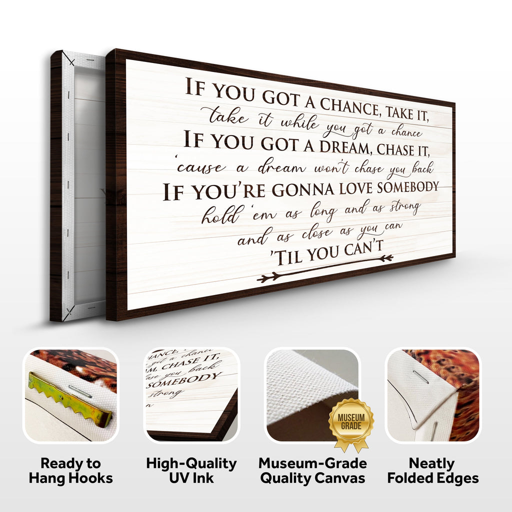 Decorative canvas with motivational quote, framed and ready for display.