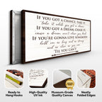 Decorative canvas with motivational quote, framed and ready for display.