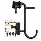 Black MVP mini percussion mount system with packaging on a white background