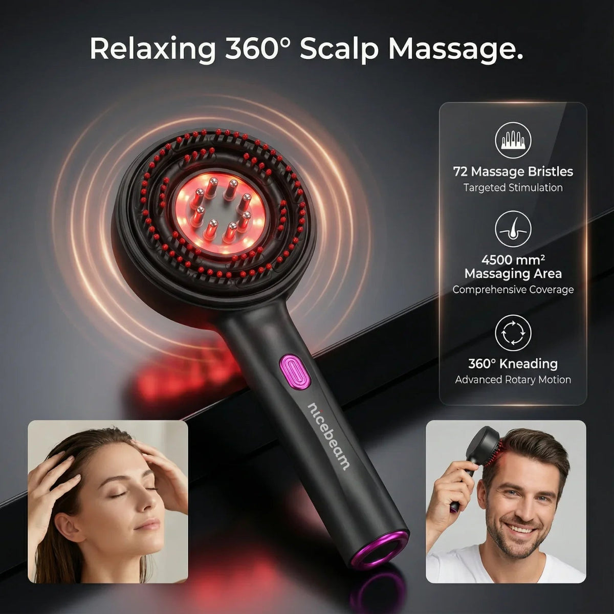 NiceBeam Red Light Scalp Massager | 3-in-1 Hair Care