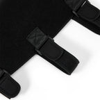 Close-up of black straps with buckles on a white background