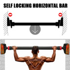 Self-locking horizontal bar with a person using it for exercise on a white background