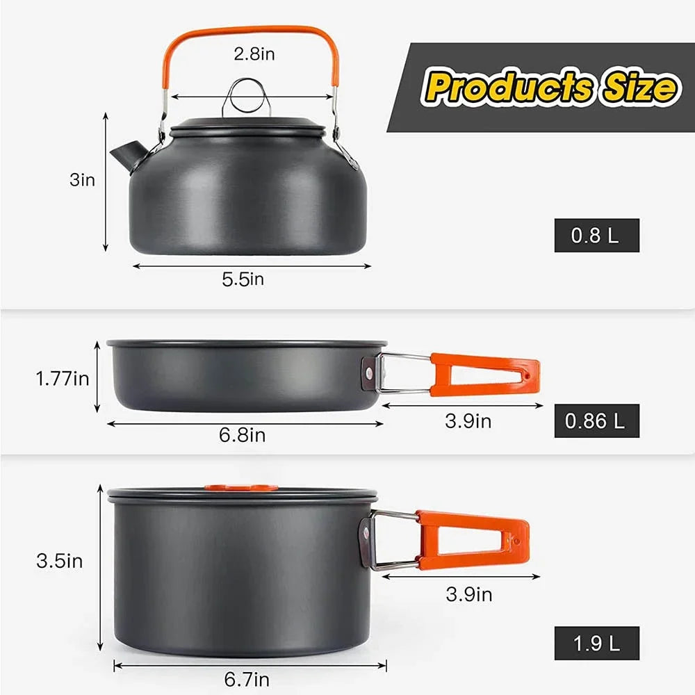 Camping Cookware & Cooking Set for 2–3 People | Portable Outdoor Kitchen