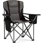Gray and black camping chair with 'Fair Wind' branding on a white background