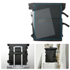 Black backpack with a laptop compartment on a white background