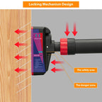Locking mechanism design illustration with arrows indicating safety and danger zones.