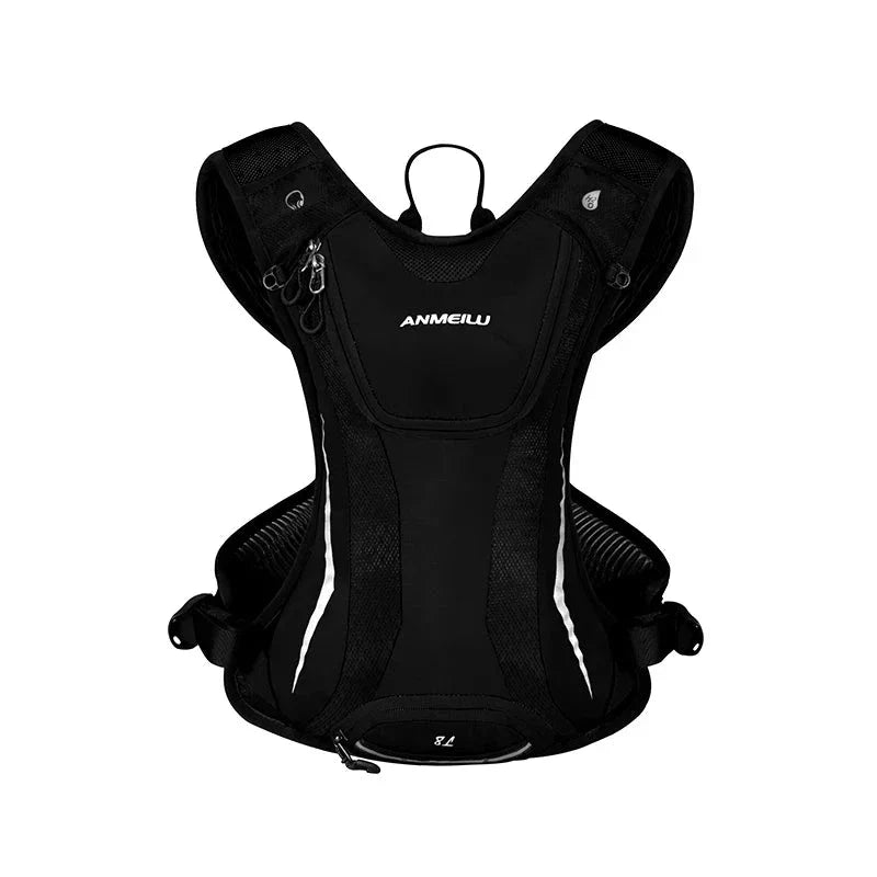 Black backpack with visible brand logo on a white background