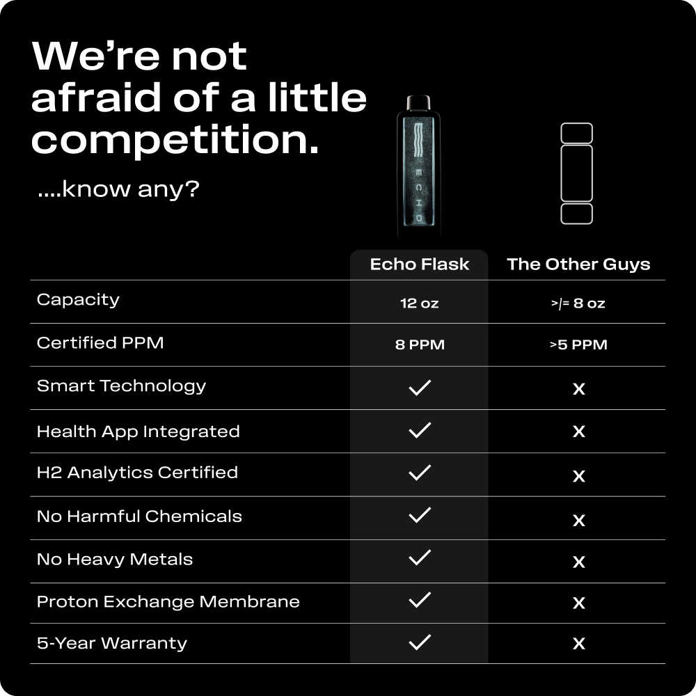 Comparison chart of Echo Flask features versus 'The Other Guys' on a black background.