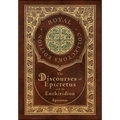 The front cover of 'The Discourses of Epictetus and the Enchiridion' Royal Collector's Edition, featuring a dark brown leather-like texture with ornate gold embossed borders and a central circular emblem.