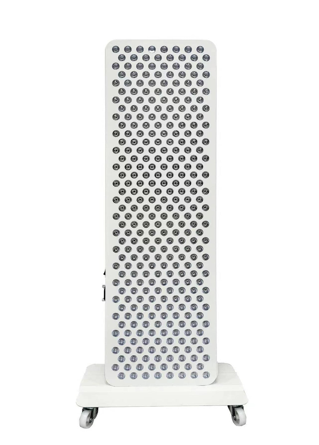 White radiator with black circular patterns on a white background