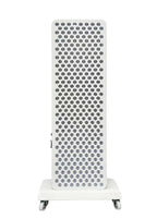 White radiator with black circular patterns on a white background