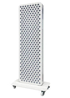 White radiator with a grid pattern on a white background