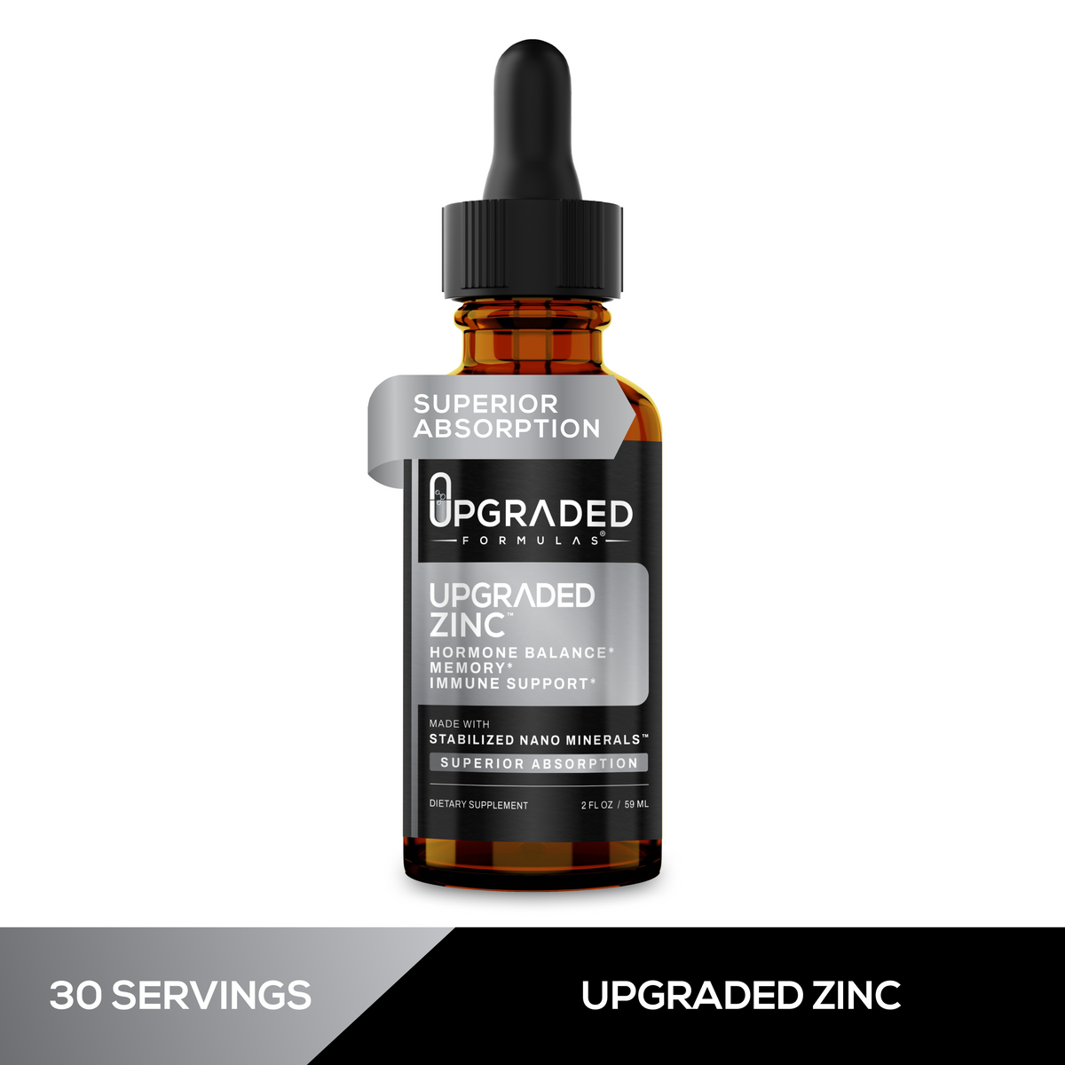Supplement bottle labeled 'Upgraded Formulas' on a white background