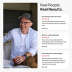 Promotional graphic with the headline 'Real People. Real Results.