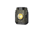 A Fenix CL27R LED flashlight in a dark olive green anodized aluminum finish with black accents, featuring a prominent circular yellow and silver lens on the front.