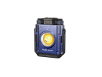 Fenix CL27R handheld LED flashlight in a textured blue and black rugged design, featuring a prominent circular yellow accent ring around the lens.