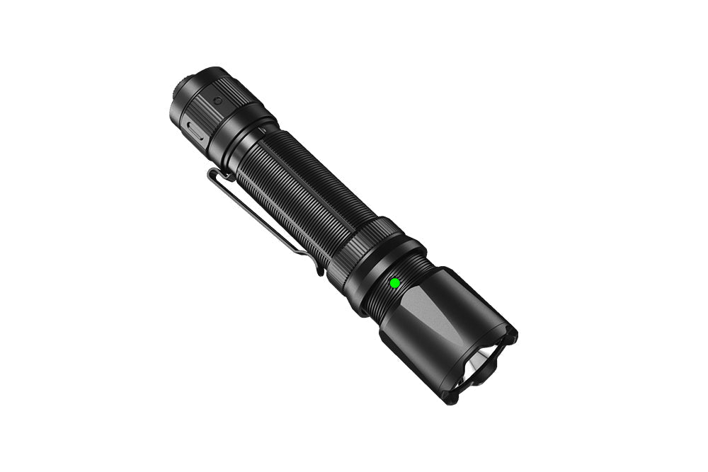 Black flashlight on a white background