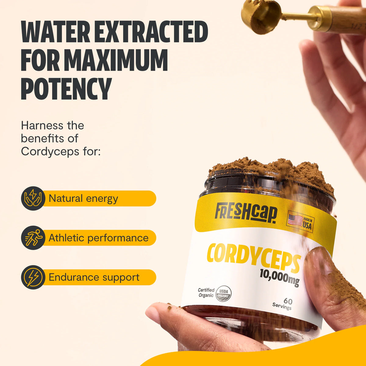 Cordyceps Mushroom Extract Powder | Energy & Performance | FreshCap